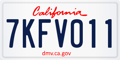 CA license plate 7KFV011