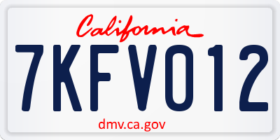 CA license plate 7KFV012