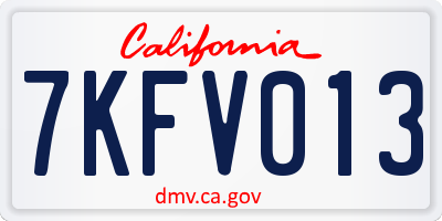 CA license plate 7KFV013