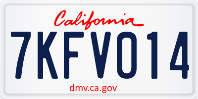 CA license plate 7KFV014