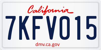 CA license plate 7KFV015