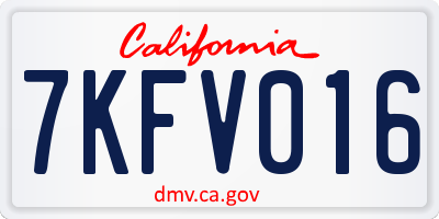 CA license plate 7KFV016