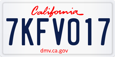 CA license plate 7KFV017