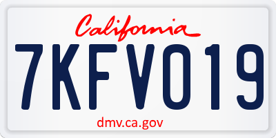 CA license plate 7KFV019