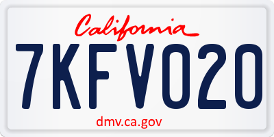 CA license plate 7KFV020