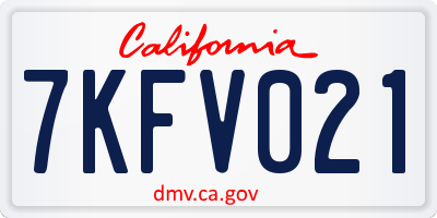 CA license plate 7KFV021