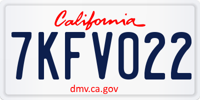 CA license plate 7KFV022