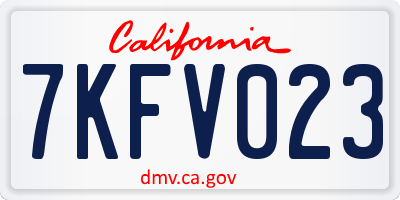 CA license plate 7KFV023