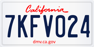 CA license plate 7KFV024