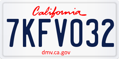 CA license plate 7KFV032