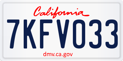 CA license plate 7KFV033