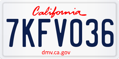 CA license plate 7KFV036