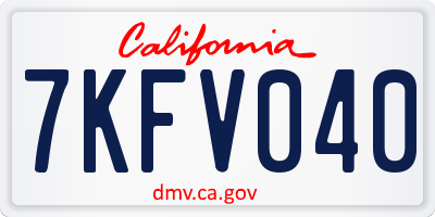 CA license plate 7KFV040