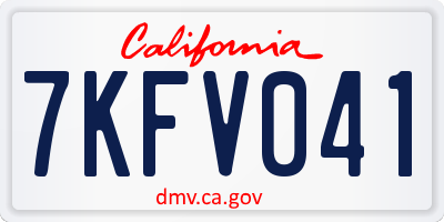CA license plate 7KFV041