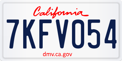 CA license plate 7KFV054