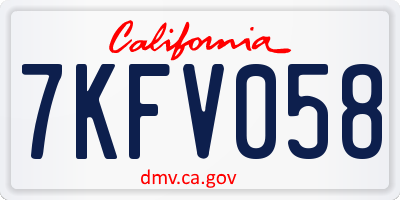 CA license plate 7KFV058