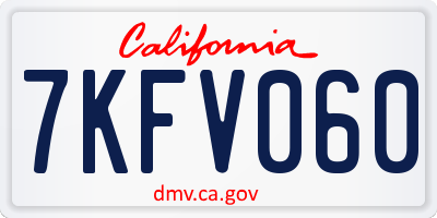 CA license plate 7KFV060