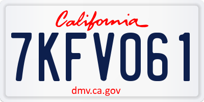 CA license plate 7KFV061