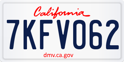 CA license plate 7KFV062
