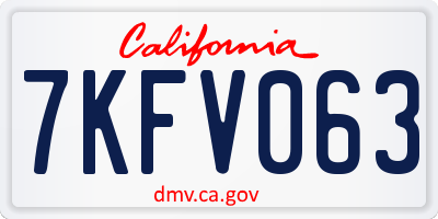 CA license plate 7KFV063