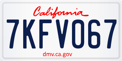 CA license plate 7KFV067