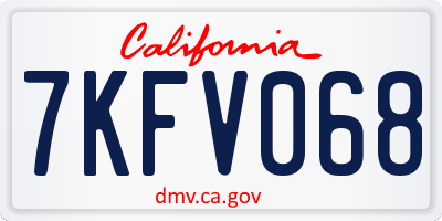 CA license plate 7KFV068