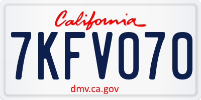 CA license plate 7KFV070