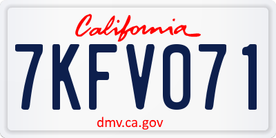 CA license plate 7KFV071