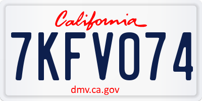 CA license plate 7KFV074