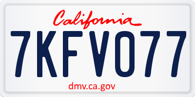 CA license plate 7KFV077