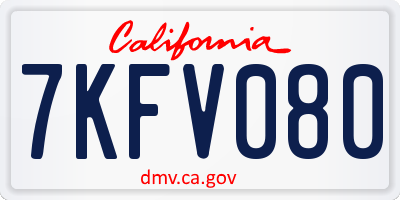 CA license plate 7KFV080
