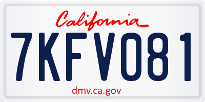CA license plate 7KFV081