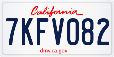 CA license plate 7KFV082