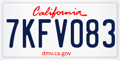 CA license plate 7KFV083