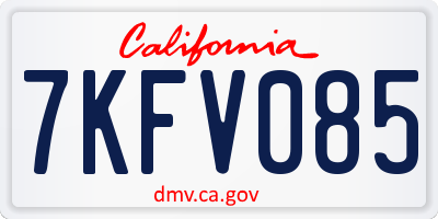 CA license plate 7KFV085
