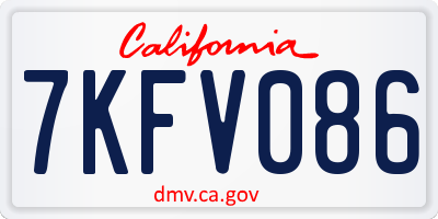 CA license plate 7KFV086