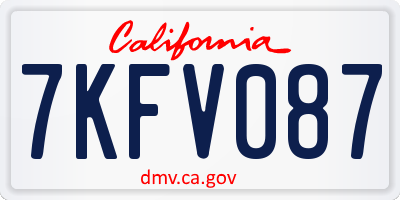 CA license plate 7KFV087