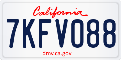 CA license plate 7KFV088