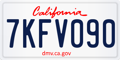 CA license plate 7KFV090