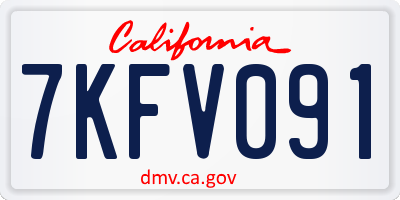 CA license plate 7KFV091