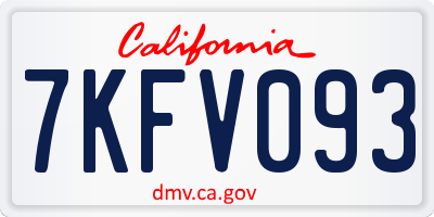 CA license plate 7KFV093