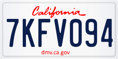 CA license plate 7KFV094