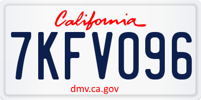 CA license plate 7KFV096