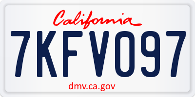 CA license plate 7KFV097