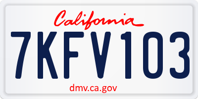 CA license plate 7KFV103