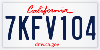 CA license plate 7KFV104