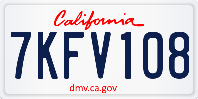 CA license plate 7KFV108