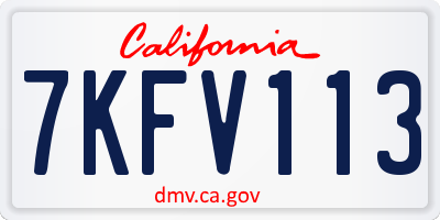 CA license plate 7KFV113