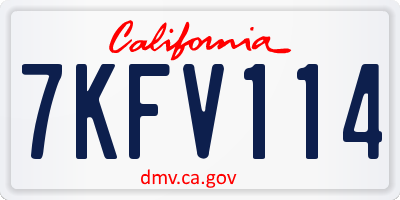 CA license plate 7KFV114