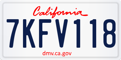 CA license plate 7KFV118